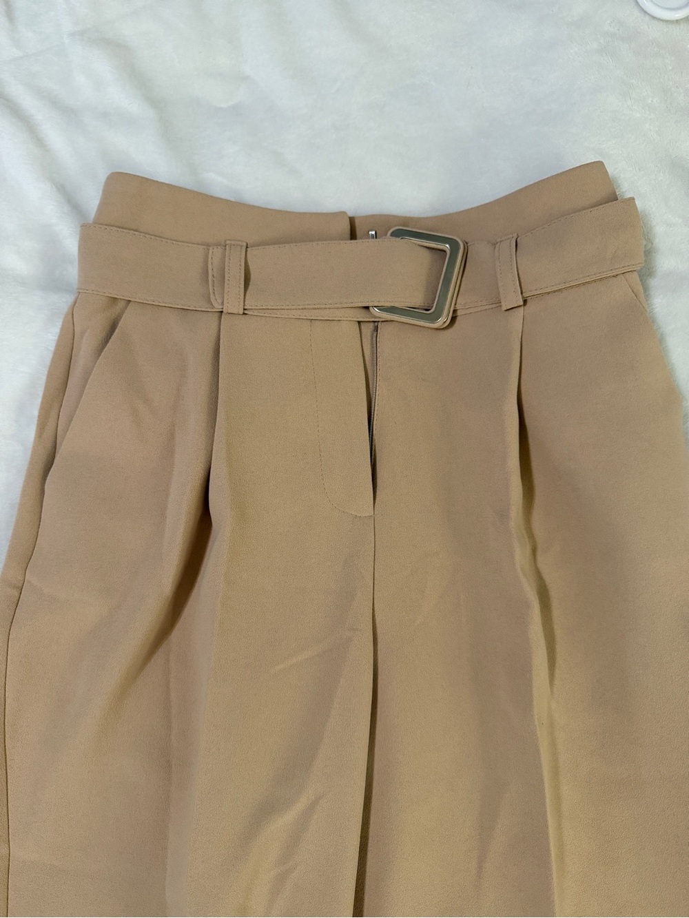 Topshop Women's Pleated Trousers with Belt — Tan